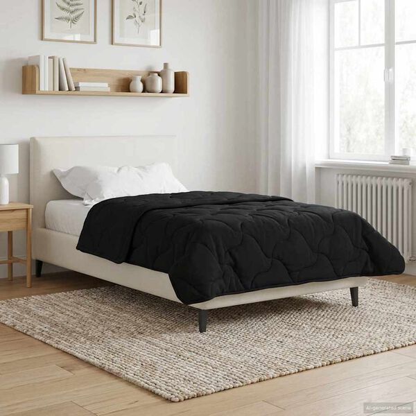 vidaXL Full &aacute;rs d&yacute;na Svartur 140 x 220 cm Microfiber og Teddy f&oacute;&eth;ri&eth;