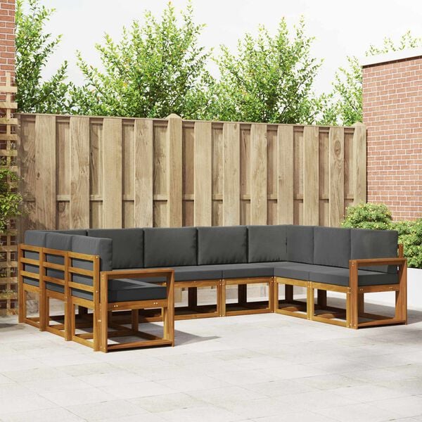 vidaXL &Uacute;ti s&oacute;fasett me&eth; p&uacute;&eth;i 9 pcs N&aacute;tt&uacute;rulegt og Antrac&iacute;t