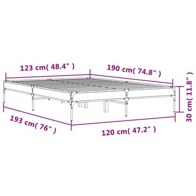 vidaXL Rúmgrind án Dýnu Sonoma Eikarlitur 120x190 cm