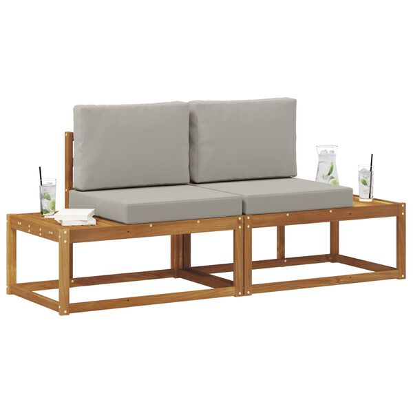 vidaXL &Uacute;tim&oacute;ts&oacute;f&iacute; 2 Stykki N&aacute;tt&uacute;rulegt og Lj&oacute;st Gr&aacute;tt Hrein akas&iacute;utr&eacute;