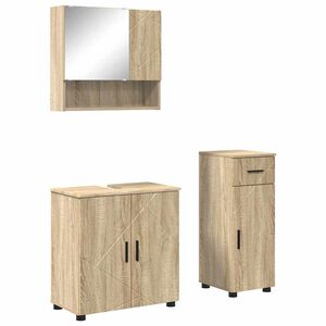 vidaXL Ba&eth;herbergismublasett 3 pcs Sonoma Eik Samsettur vi&eth;ur & metal
