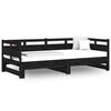 vidaXL &Uacute;tdraganlegur Svefns&oacute;fi Svartur Gegnheil Fura 2x(80x200)cm