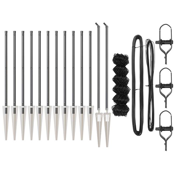 vidaXL Gir&eth;ingarp&oacute;stur Gr&aacute;r 25 x 0,6 m (60 x 60 mm net) St&aacute;l og PVC