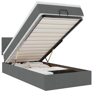 vidaXL Ottoman r&uacute;m me&eth; d&yacute;nu & LED d&ouml;kkgr&aacute;um 90x200 cm Efni