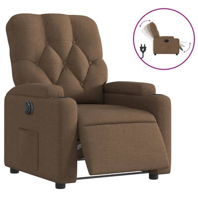 vidaXL Electric Recliner stóll Brúnt efni