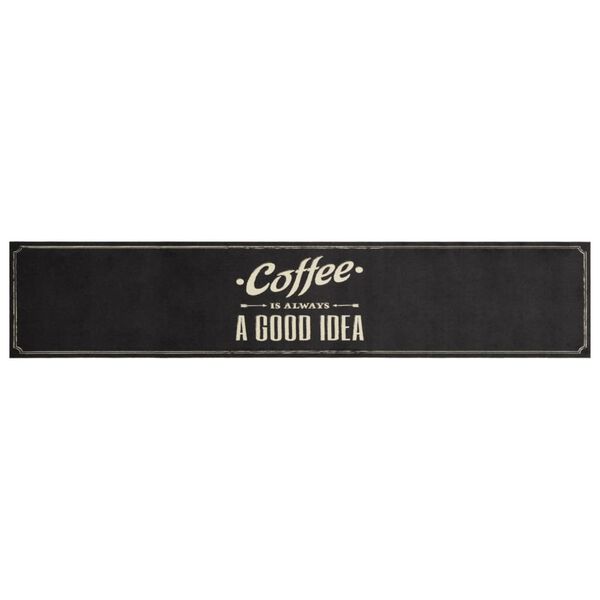 vidaXL Eldhúsmotta Þvottheld Coffe-texti 60x300 cm Flauel