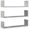 vidaXL Vegghillur 3 stk. Steypugr&aacute;r 80x18x18 cm Samsettur Vi&eth;ur