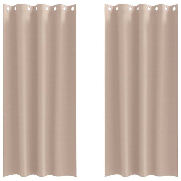 vidaXL Svartgard&iacute;nur me&eth; hringjum 2 pcs M&oacute;gr&aacute;r 260 x 140 cm P&oacute;l&yacute;ester