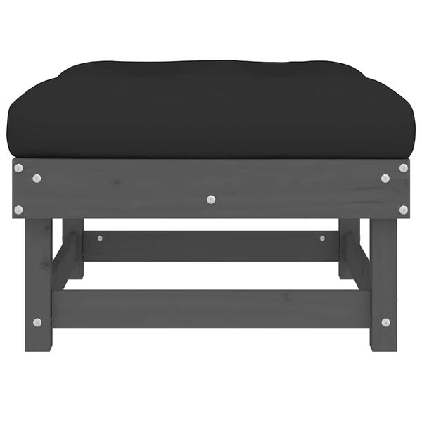 vidaXL Gar&eth;skemlar me&eth; Sessum 2 stk. Gr&aacute; Gegnheil Fura