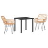 vidaXL Gar&eth;ur bor&eth;sett 3 pcs Br&uacute;nn Dufth&uacute;&eth;a&eth; st&aacute;l