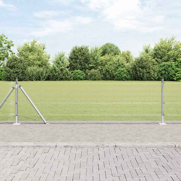 vidaXL Girðingarpóstur Silfur 25 x 0,5 m (12 x 12 mm net) Stál