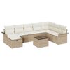 vidaXL Gar&eth;s&oacute;fa sett me&eth; p&uacute;&eth;i 9 pcs Drapplita&eth;ur Poly rattan