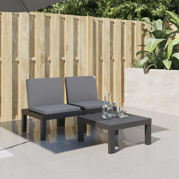 vidaXL S&oacute;lbekkur me&eth; Sessu Reykgr&aacute;tt PP Plast