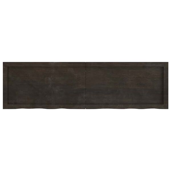 vidaXL Vegghilla D&ouml;kkbr&uacute;n 140x40x(2-4) cm Me&eth;h&ouml;ndlu&eth; Gegnheil Eik
