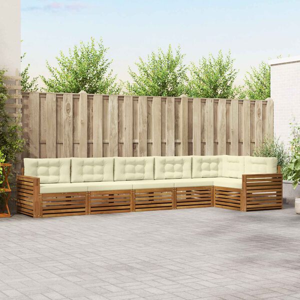 vidaXL &Uacute;ti s&oacute;fasett me&eth; p&uacute;&eth;i 6 pcs N&aacute;tt&uacute;rulegt og Krem