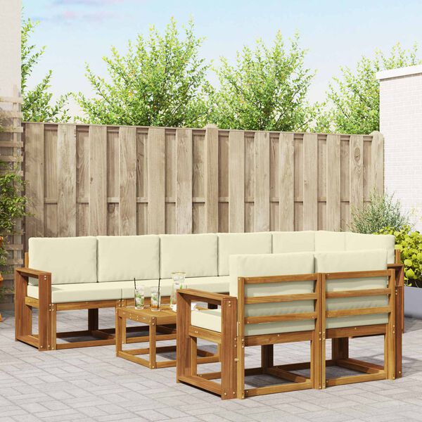 vidaXL &Uacute;ti s&oacute;fasett me&eth; p&uacute;&eth;i 9 pcs N&aacute;tt&uacute;rulegt og Krem