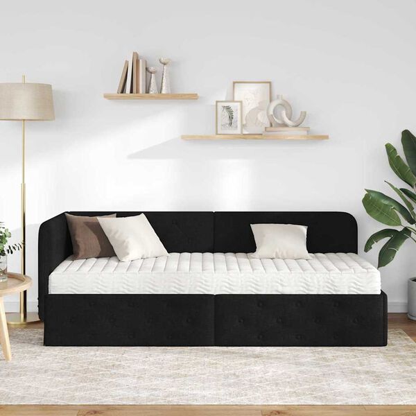 vidaXL Hornr&uacute;m ramma me&eth; d&yacute;nu me&eth; h&ouml;fu&eth;gafl Svartur 80 x 200 cm d&uacute;kur