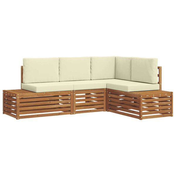 vidaXL &Uacute;ti s&oacute;fasett me&eth; p&uacute;&eth;i 4 Stykki N&aacute;tt&uacute;rulegt og Krem