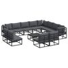 vidaXL Gar&eth;s&oacute;fa sett me&eth; p&uacute;&eth;i 13 pcs Svartur &Aacute;l