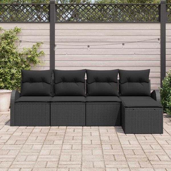 vidaXL Gar&eth;s&oacute;fa sett 5 pcs Svartur p&oacute;l&yacute;rattan