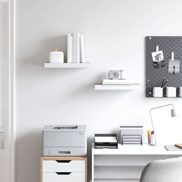 vidaXL Vegghengdar Hillur 2 stk. Eikarlitur & Hv&iacute;tur 40x23x3,8cm MDF