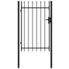 vidaXL Girðingarhlið Einföld Hurð með Spjótendum Stál 1x1,5 m Svart