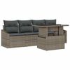 vidaXL Gar&eth;s&oacute;fa sett me&eth; p&uacute;&eth;i 5 pcs Gr&aacute;r p&oacute;l&yacute;rattan