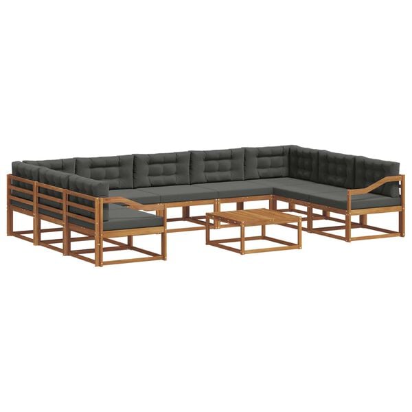 vidaXL &Uacute;ti s&oacute;fasett me&eth; p&uacute;&eth;i 10 pcs N&aacute;tt&uacute;rulegt og Antrac&iacute;t