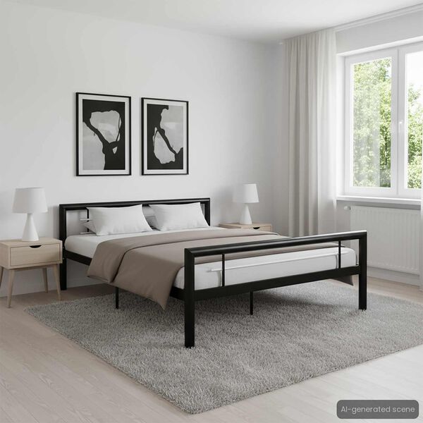 vidaXL Rúmgrind Svartur og Hvítur Málmur 140x200 cm