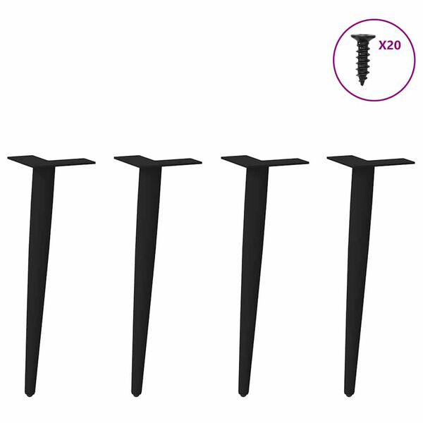 vidaXL sófaborðsfætur keilulaga 4 stk svart 42-43 cm stál