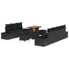 vidaXL Gar&eth;s&oacute;fa sett me&eth; p&uacute;&eth;i 10 pcs Svartur p&oacute;l&yacute;rattan