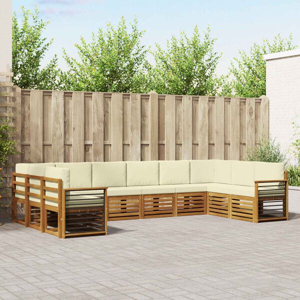 vidaXL Sofav&ouml;ruuppsettning 10 pcs N&aacute;tt&uacute;rulegt og Krem Hrein akas&iacute;utr&eacute;