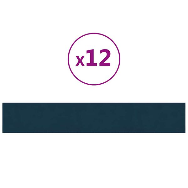 vidaXL Vegg&thorn;il 12 stk. Bl&aacute; 90x15 cm Flauel 1,62 m&sup2;