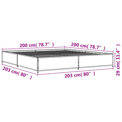 vidaXL Rúmgrind án Dýnu Reyktóna Eikarlitur 200x200 cm