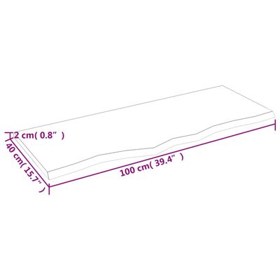 vidaXL Baðherbergisborðplata Dökkbrún 100x40x2 cm Meðhöndlaður Viður