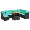 vidaXL 9 stykkja gar&eth;s&oacute;fasett me&eth; p&uacute;&eth;um Gr&aacute;tt P&oacute;l&yacute;rattan Akas&iacute;uvi&eth;ur