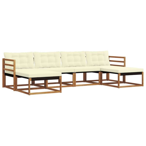 vidaXL &Uacute;ti s&oacute;fasett me&eth; p&uacute;&eth;i 6 pcs N&aacute;tt&uacute;rulegt og Krem