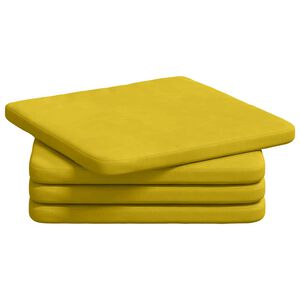 vidaXL Setjp&uacute;&eth;ar 4 pcs Gulur 40 x 40 x 3 cm Flauel