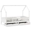 vidaXL Barnar&uacute;mgrind me&eth; Sk&uacute;ffum &aacute;n D&yacute;nu 90x190 cm Gegnheill &THORN;inur