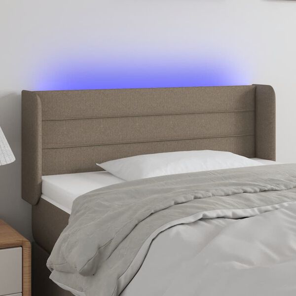 vidaXL LED höfuðgafl Taupe 93x16x78/88 cm Efni