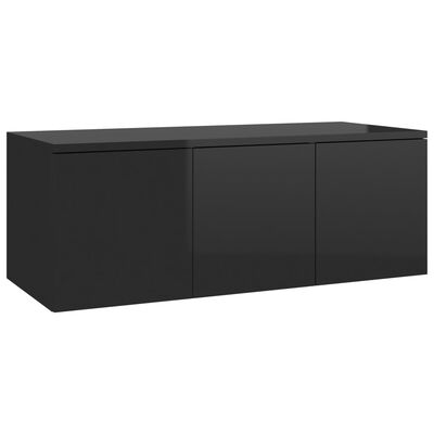 801866 vidaXL TV Cabinet High Gloss Black 80x34x30 cm Chipboard
