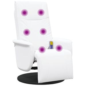 vidaXL Sn&uacute;ningur Nudd Recliner St&oacute;ll Hv&iacute;t 71 x 90 x 105 cm Gervile&eth;ur