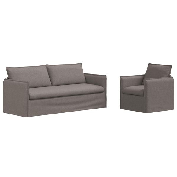 vidaXL S&oacute;fasett 2 pcs M&oacute;gr&aacute;r 196 x 82 x 85 cm d&uacute;kur