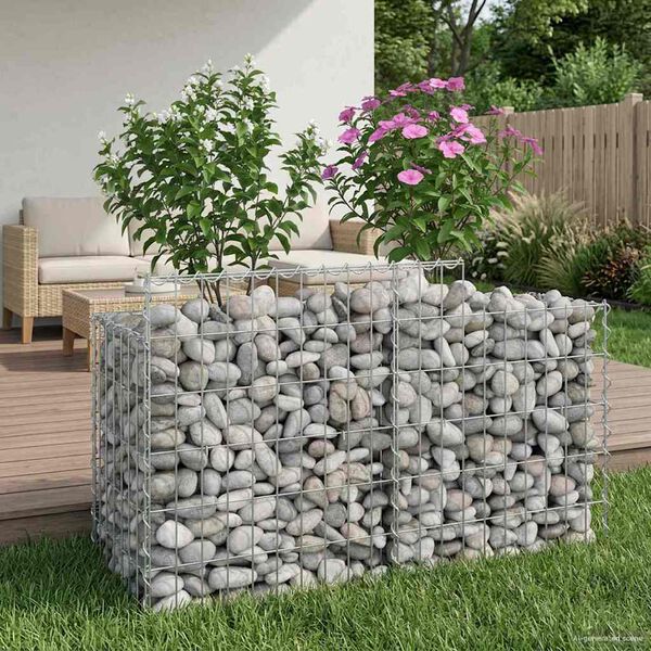 vidaXL Gabion h&aelig;kka&eth; r&uacute;m Silfur 100 x 50 x 60 cm Galvaniserad st&aacute;l