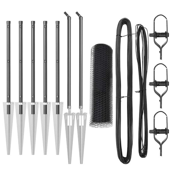 vidaXL Gir&eth;ingarp&oacute;stur Gr&aacute;r 10 x 0,4 m (13 mm net) St&aacute;l og PVC