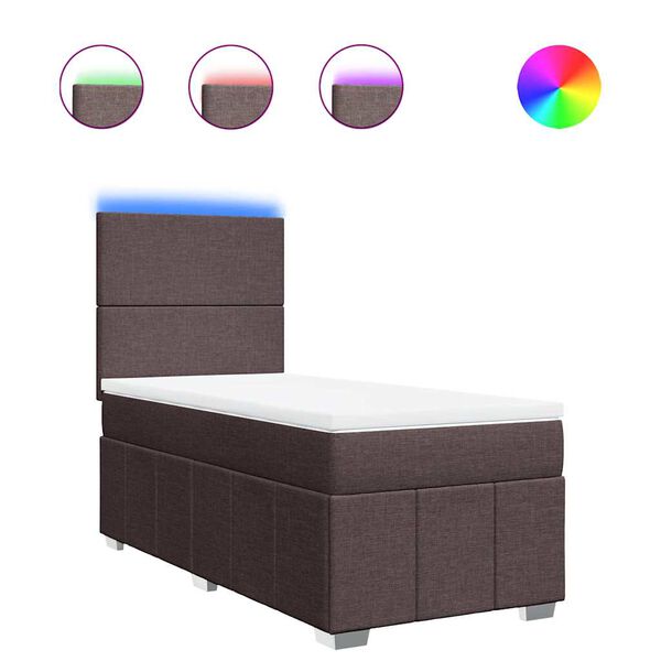 vidaXL H&oacute;lfa&eth; Springr&uacute;m me&eth; D&yacute;nu D&ouml;kkbr&uacute;nt 90x200 cm Tauefni