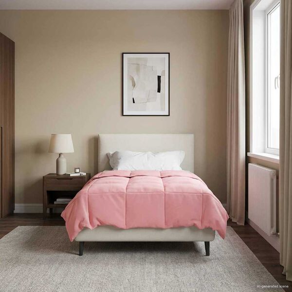 vidaXL Vetrar s&aelig;ng S&iacute;&eth;la&eth; Bleikur 135 x 220 cm M&iacute;kr&oacute;f&iacute;ber