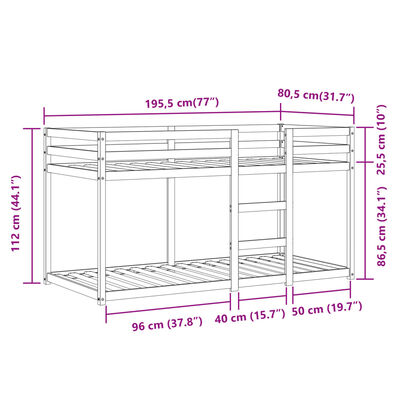 vidaXL Koja með Gardínum Hvít og Svört 75x190 cm Gegnheil Fura