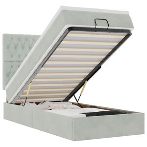 vidaXL Ottoman r&uacute;mgrind me&eth; d&yacute;num Lj&oacute;sgr&aacute;r 100x200cm Flauel