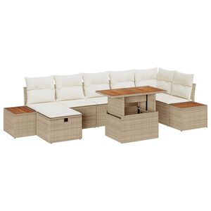 vidaXL Gar&eth;s&oacute;fa sett 8 pcs Drapplita&eth;ur p&oacute;l&yacute;rattan